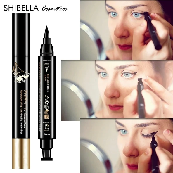 Shibella Damga Eyeliner, Siyah, Çift Taraflı, 24 Saat Dayanıklı, Kalın Damga ürün görseli 1
