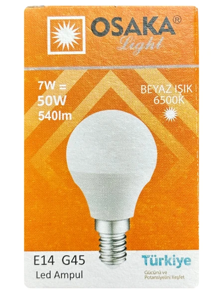 (1 Adet) Osaka 7W (50W) Beyaz Işık E14 Duylu (İnce Duy) Led Mini Ampul ürün görseli 1