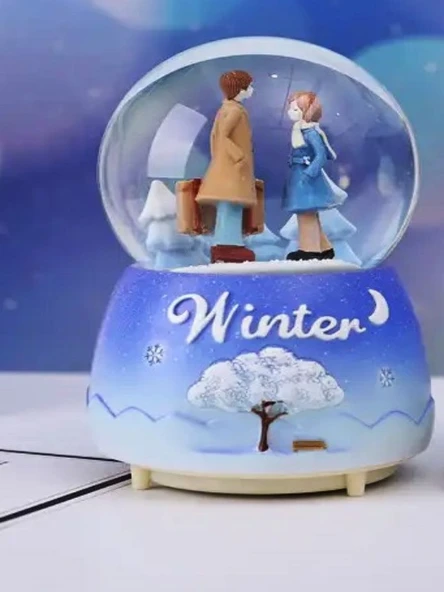 Evlilik Yıl Dönümü Hediyesi Sevgiliye Doğum Günü Hediyesi  Winter Yazılı Sulu Kar Küresi ürün görseli 1