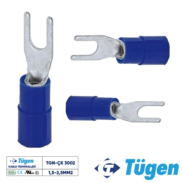 Tügen 1,5-2,5mm2 M3 Çatal Kablo Ucu ( 1 Kutu 200 Adet ) ürün görseli 1