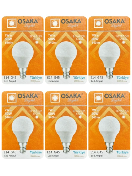(6 Adet) Osaka 7W (50W) Beyaz Işık E14 Duylu (İnce Duy) Led Mini Ampul ürün görseli 1