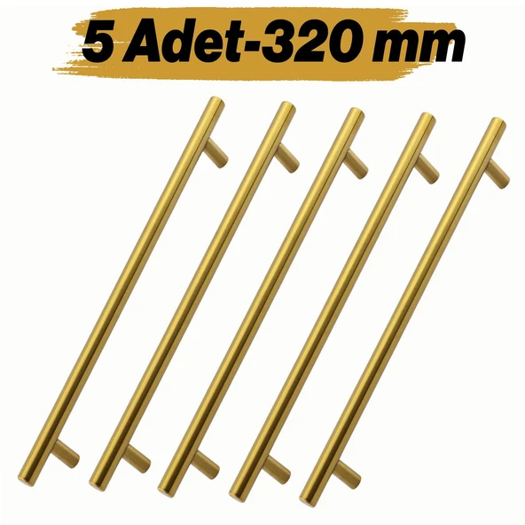 Mobilya Kulp Mutfak Dolap Çekmece Dolabı Kapak Kulpları Kulbu Gold Altın 320 mm 32 cm Metal (5 Adet) ürün görseli 1
