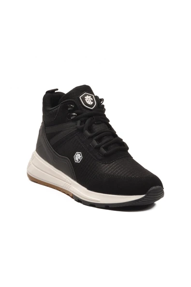 Siyah Beyaz Bağcıklı Unisex Sneaker Bot - Resim 3