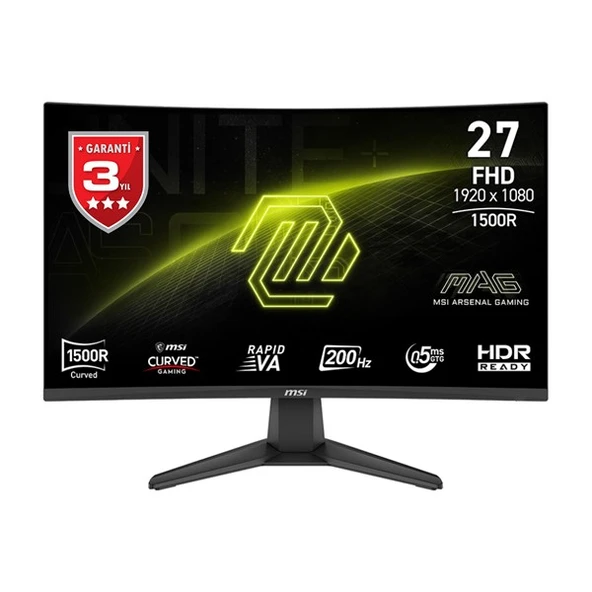 MSI 27" RAPID VA MAG 276CF E20 0.5MS 200HZ HDMI-DP KAVISLI GAMING MONİTÖR ürün görseli 1