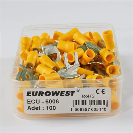Eurowest 4,00-6,00mm M6 Çatal Tip İzoleli Kablo Ucu ( 1 Kutu 100 Adet ) ürün görseli 1
