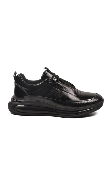 Siyah Rugan Hakiki Deri Erkek Sneaker ürün görseli 1