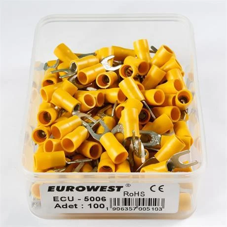Eurowest 4,00-6,00mm M5 Çatal Tip İzoleli Kablo Ucu ( 1 Kutu 100 Adet ) ürün görseli 1