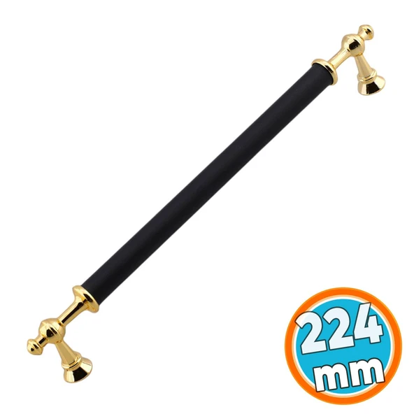 Mobilya Mutfak Çekmece Dolap Dolabı Kulbu Kulpu Kulpları (224 mm - 22.4 cm) Siyah Gold Metal ürün görseli 1