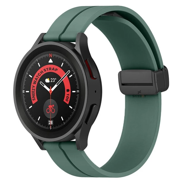 Sneezy Huawei Watch GT4 46mm İle Uyumlu 22mm Coastal Magnet Tokalı Silikon Kordon  Haki ürün görseli 1