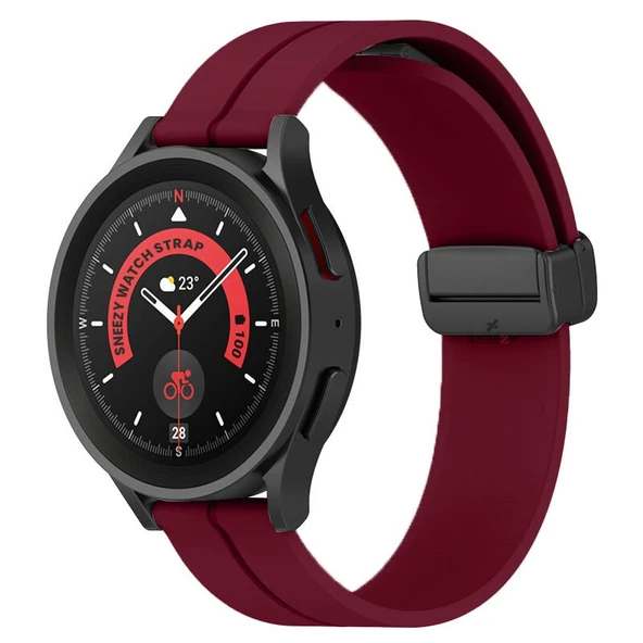 Sneezy Huawei Watch GT4 46mm İle Uyumlu 22mm Coastal Magnet Tokalı Silikon Kordon  Mürdüm ürün görseli 1