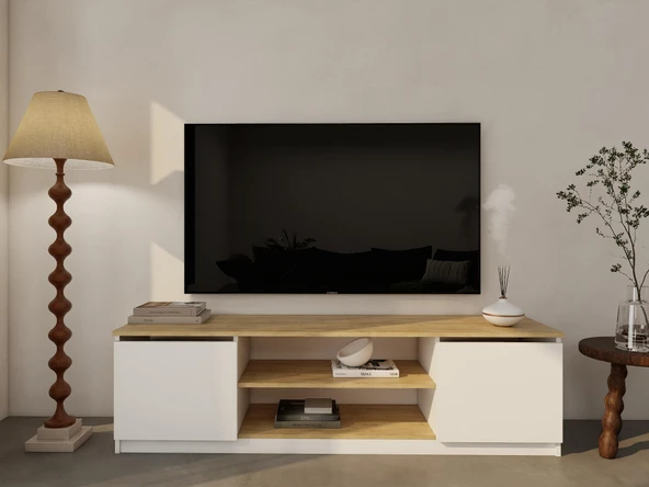 Bade Tv Ünitesi Lefkas Meşe Beyaz Renk ürün görseli 1