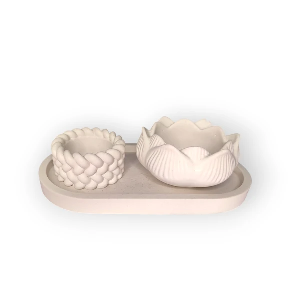 Örgülü ve Lotus Mumluk Set ürün görseli 1