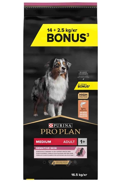Proplan Somonlu Orta Irk Hassas Derili Yetişkin Köpek Maması 14kg + 2,5kg HEDİYE! ürün görseli 1