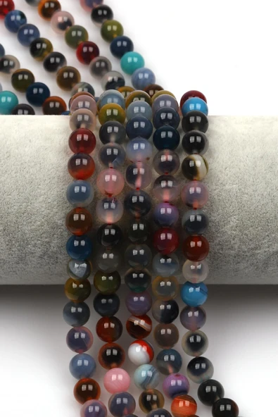 Candy Agate Doğal Taş Dizi 8 mm Küre Kesim ürün görseli 1