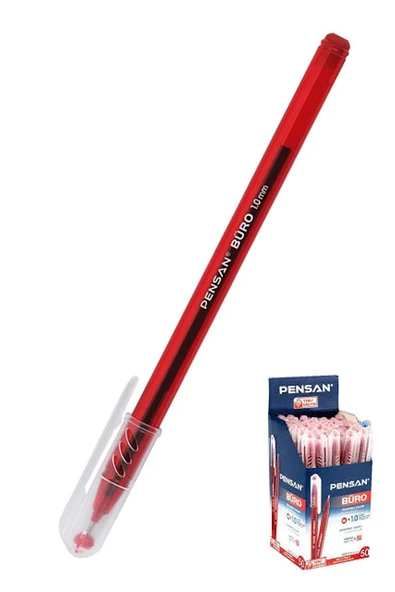 Kırmızı Tükenmez Kalem 1.0mm 1 Adet Pensan Büro Tipi Ballpoint Büro Plastik Kapaklı Tükenmez Kalem ürün görseli 1