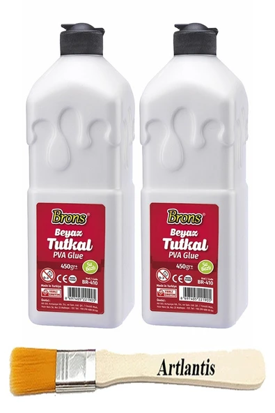 Beyaz Tutkal 450 gr 2 Adet ve Fırça Brons Beyaz Mobilya Yapıştırıcısı Tutkalı 450 gr Ahşap Tutkalı Su Bazlı Çok Amaçlı ürün görseli 1