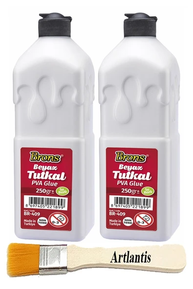 Beyaz Tutkal 250 gr 2 Adet ve Fırça Brons Beyaz Mobilya Yapıştırıcısı Tutkalı 250 gr Ahşap Tutkalı Su Bazlı Çok Amaçlı ürün görseli 1