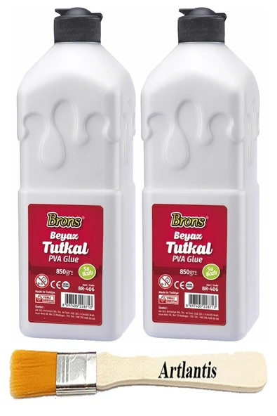 Beyaz Tutkal 850 gr 2 Adet ve Fırça Brons Beyaz Mobilya Yapıştırıcısı Tutkalı 850 gr Ahşap Tutkalı Su Bazlı Çok Amaçlı ürün görseli 1
