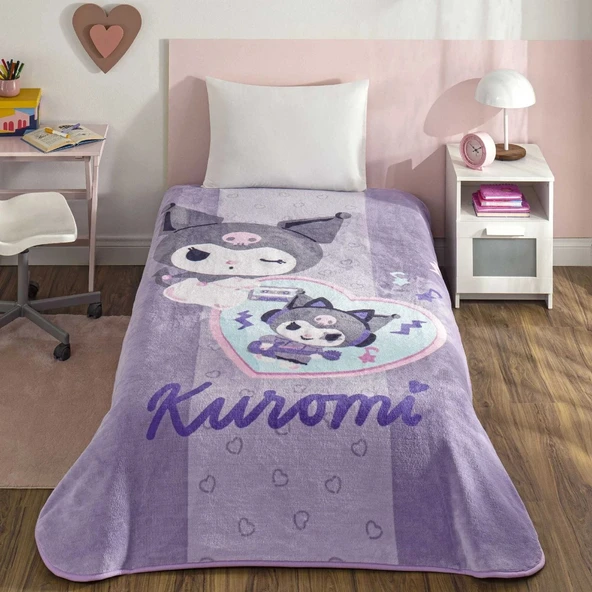 Taç Lisanslı Tek Kişilik Çocuk Battaniye (160x220)-Kuromi Fun ürün görseli 1