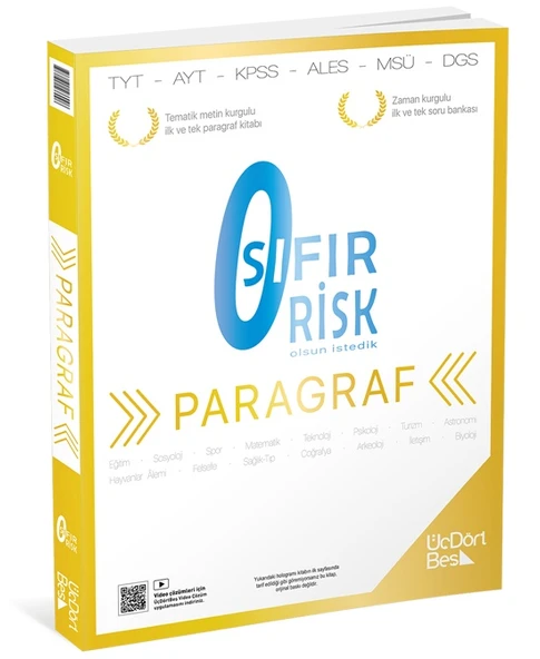 Üçdörtbeş - Paragraf TYT AYT KPSS ALES DGS MSÜ Sıfır Risk Soru Bankası ürün görseli 1