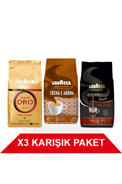 LavAzza Qualita Oro  Crema E Aramo  Espresso Barista Gran Crema Çekirdek Kahve 1000gr 3 Lü Paket ürün görseli 1