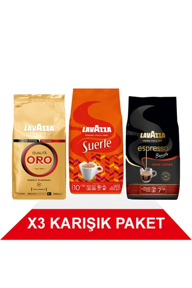 LavAzza Qualita Oro  Suerte  Espresso Barista Gran Crema Çekirdek Kahve 1000gr 3 Lü Paket ürün görseli 1