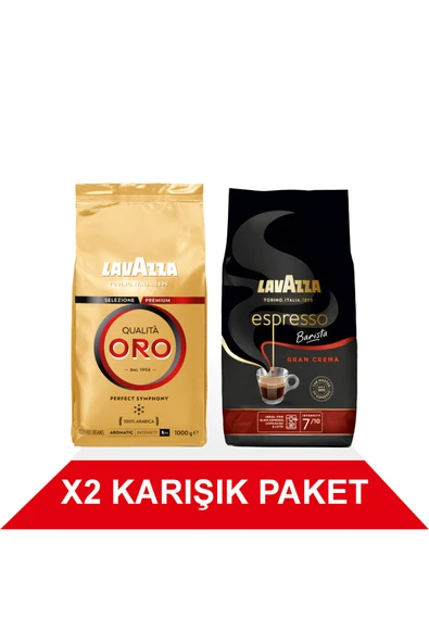 LavAzza Qualità Oro + Espresso Barista Gran Crema Çekirdek Kahve (1000gr) 2'Li Paket ürün görseli 1
