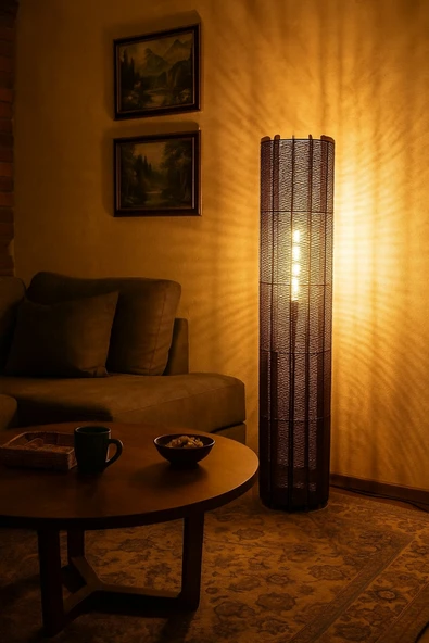 Bohem,Ahşap,Rustik,Modern,Doğal El Yapımı Lambader 135*32 ürün görseli 1