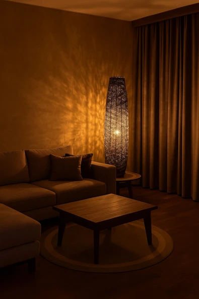 Bohem,Ahşap,Modern,Rustik,Doğal El Yapımı Lambader 125*32 ürün görseli 1