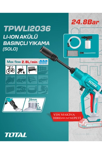 LI-ION AKÜLÜ BASINÇLI YIKAMA SOLO AKÜSÜZ TPWLI2036 ürün görseli 1
