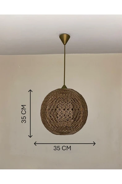 Bohem,Ahşap,Jüt,Hasır,Modern,Doğal Sarkıt Avize - Resim 4