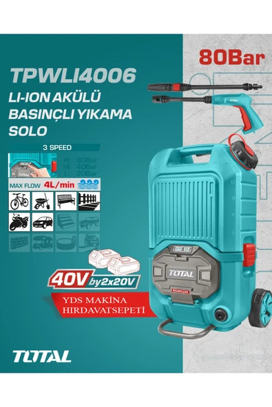 LI-ION AKÜLÜ BASINÇLI YIKAMA SOLO 80 BAR ürün görseli 1