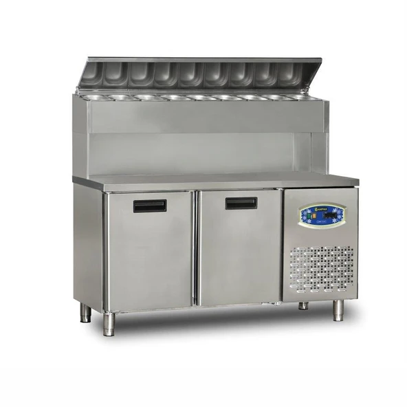 Dampak 2 Kapılı Yüksek Monte Pizza Hazırlık Dolabı 290 litre 150 x 70 x 133 (cm) ürün görseli 1