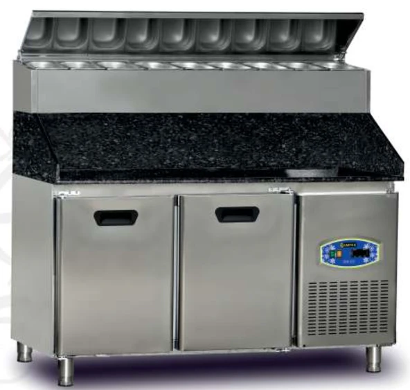 Dampak Pizza Hazırlık Buzdolabı Yüksek Model Çift Kapılı 290 litre150 x 70 x 133 (cm) ürün görseli 1