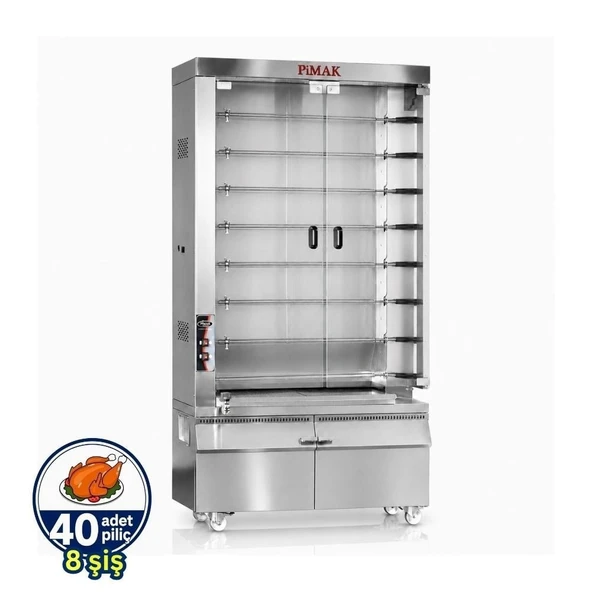 Pimak Kollu Piliç Makinesi 8 şiş 40 Piliç Doğalgazlı ürün görseli 1