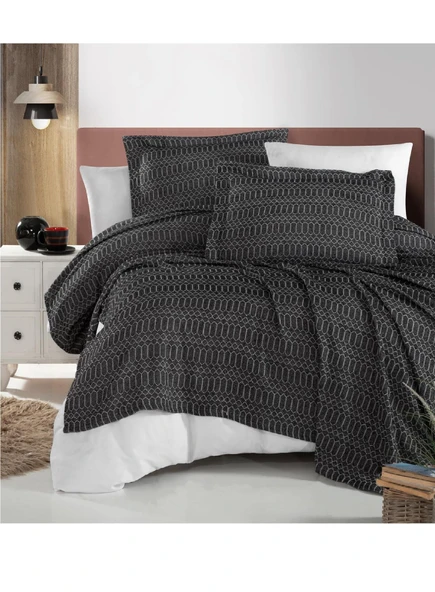 Schafer Home Soren 3 Parça Yatak Örtüsü Seti 230X240 Cm-Siyah ürün görseli 1