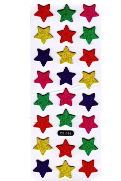 Sticker Kabartmalı Sticker Defter Planlayıcı Etiket (cb392) 16x7 cm- Renkli Yıldız ürün görseli 1