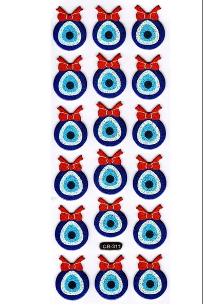 Sticker Kabartmalı Sticker Defter Planlayıcı Etiket (cb311) 16x7 cm- Kurdeleli Nazar Boncuğu ürün görseli 1