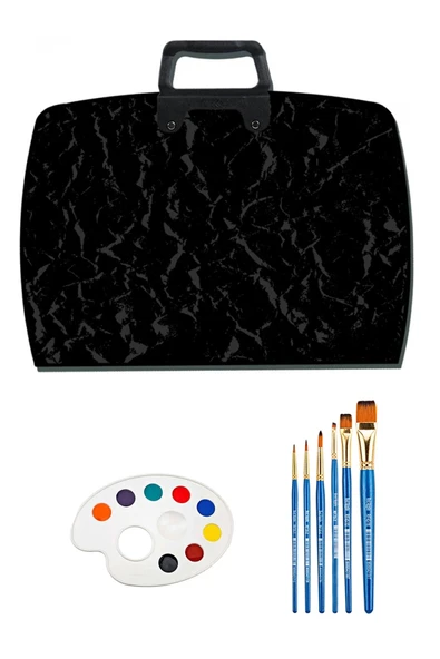 Proje Çantası 38x55 cm Resim Çantası Karışık Fırça Seti 6'lı Godeli Resim Paleti Mimarlık Seti ürün görseli 1