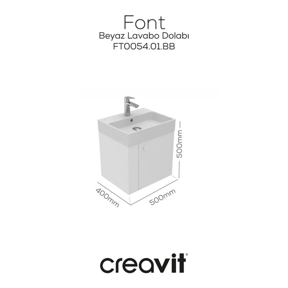 Font Lavabo Dolabı 50 cm Beyaz - Resim 7