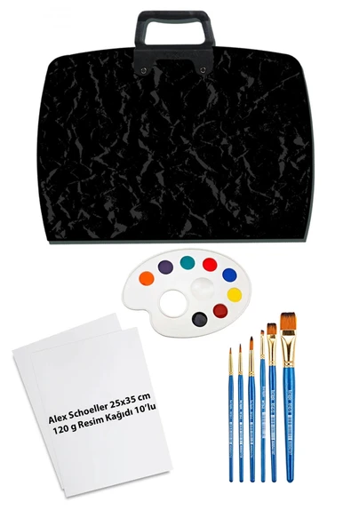 Proje Çantası 38x55 cm Alex Schoeller 25x35 Resim Kağıdı Fırça Seti 6'lı Resim Paleti Mimarlık Seti ürün görseli 1