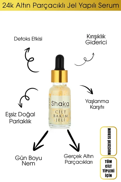SHAKA 24k Altın Parçacıkları İle Yoğun Nem Sağlayıcı Profesyonel Cilt Bakım Serumu 20 ml ürün görseli 1