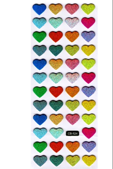 Sticker Kabartmalı Sticker Defter Planlayıcı Etiket (cb524) 16x7 cm- Renkli Kalpler ürün görseli 1