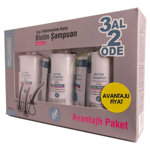 Dermoskin Dökülen Saçlar İçin Dökülme Karşıtı Şampuan 3x200 ml ürün görseli 1