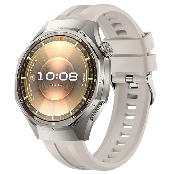 Sneezy Huawei Watch GT6 Pro 46mm İle Uyumlu Spor Silikon Metal Tokalı Soft Saat Kordonu  Starlight ürün görseli 1