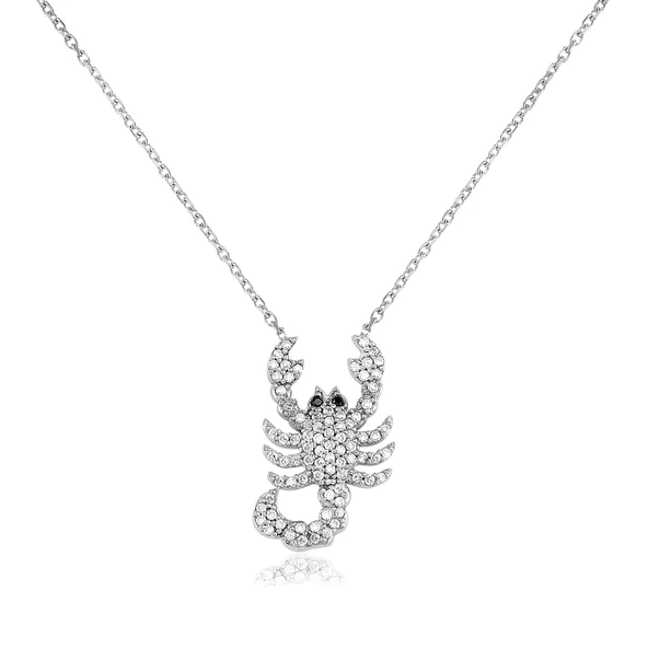 EMILIANO JEWELLERY Zirkon Taşlı Pırlanta Montür Akrep Desenli Gümüş Kaplama Gümüş Kolye ürün görseli 1