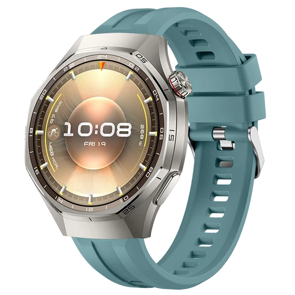 Sneezy Huawei Watch GT6 Pro 46mm İle Uyumlu Spor Silikon Metal Tokalı Soft Saat Kordonu  Mavi ürün görseli 1