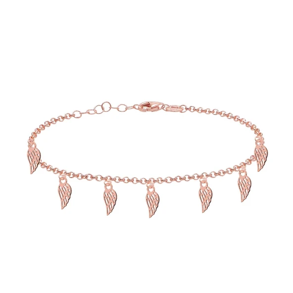 EMILIANO JEWELLERY Taşsız Rose Altın Kaplama Sallantılı Kanat Desenli Gümüş Halhal ürün görseli 1