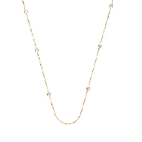 EMILIANO JEWELLERY SİLVER Zirkon Taşlı Pırlanta Montür Altın Kaplama Sıralı Taşlı Gümüş Kolye ürün görseli 1