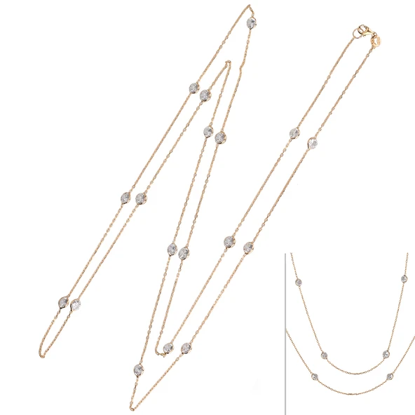 EMILIANO JEWELLERY 3.5 mm Taşlı Zirkon Taşlı Pırlanta Montür Altın Kaplama Gümüş Kolye ürün görseli 1